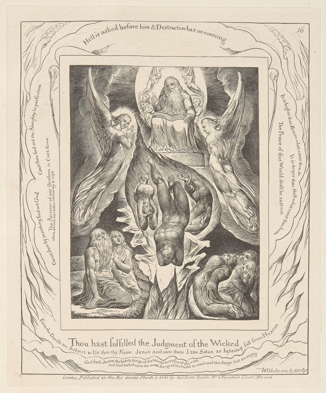Boek van Job, Plaat 16, De val van Satan door William Blake