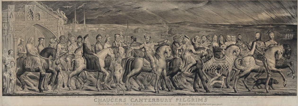 Chaucers pelgrims naar Canterbury door William Blake