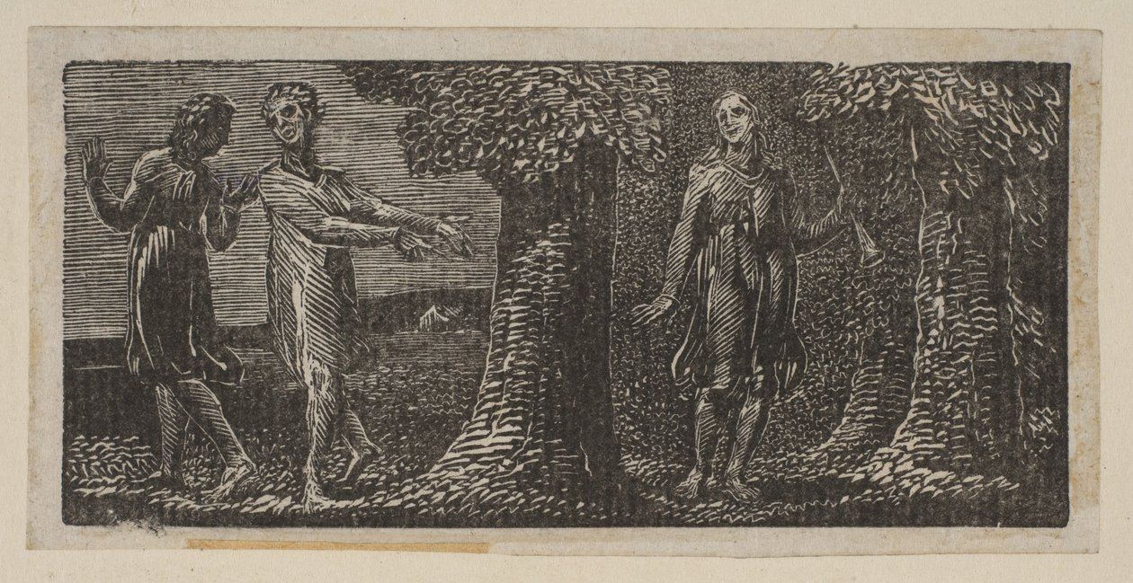 Colinet bespot door twee jongens, uit Thorntons Pastorals of Virgil, 1821 door William Blake
