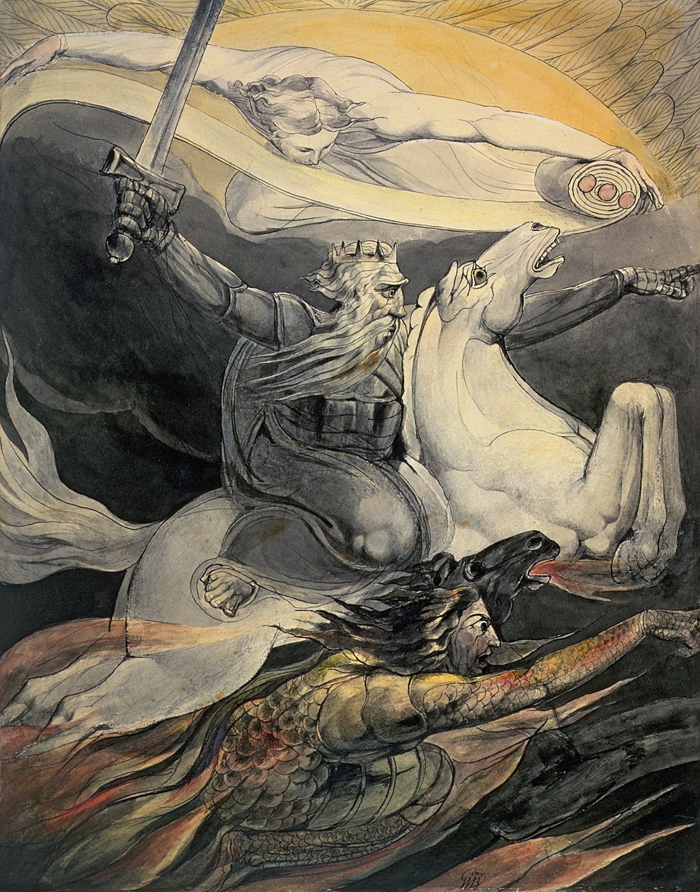 De Dood op een Bleek Paard, c.1800 door William Blake