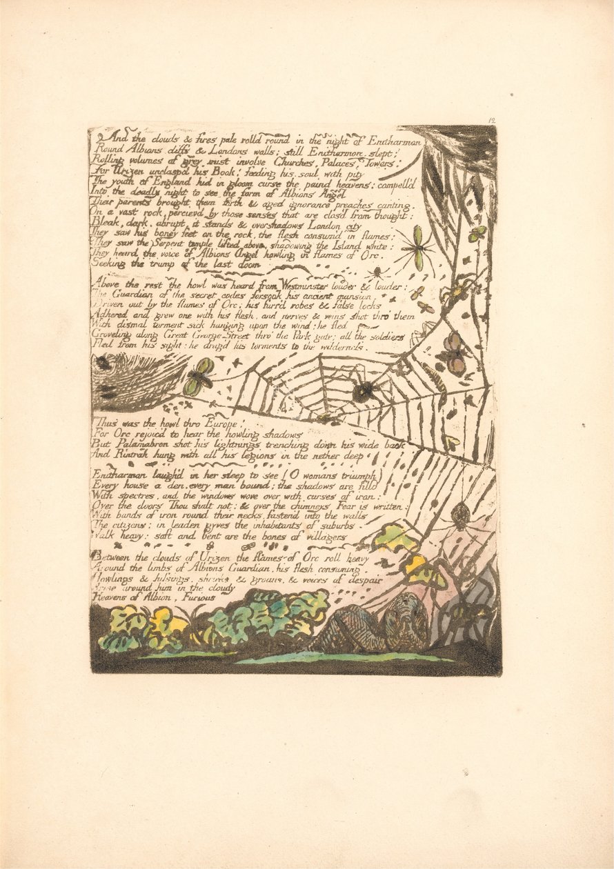 Europa. Een Profetie, Plaat 14, En de wolken & vuren . . . .  (Bentley 15) door William Blake