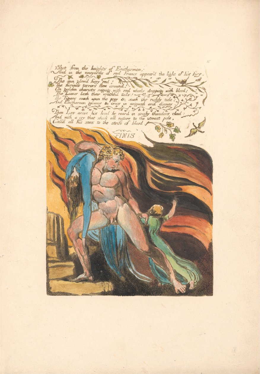 Europa. Een Profetie, Plaat 17, Geschoten vanaf de hoogten... (Bentley 18) door William Blake