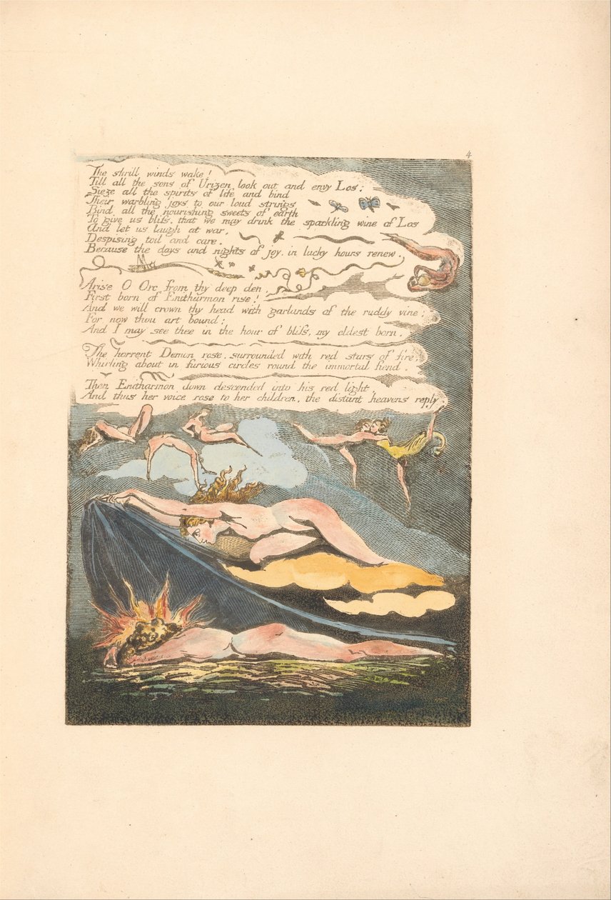 Europa. Een Profetie, Plaat 6, De schrille winden wekken . . . .  (Bentley 7) door William Blake