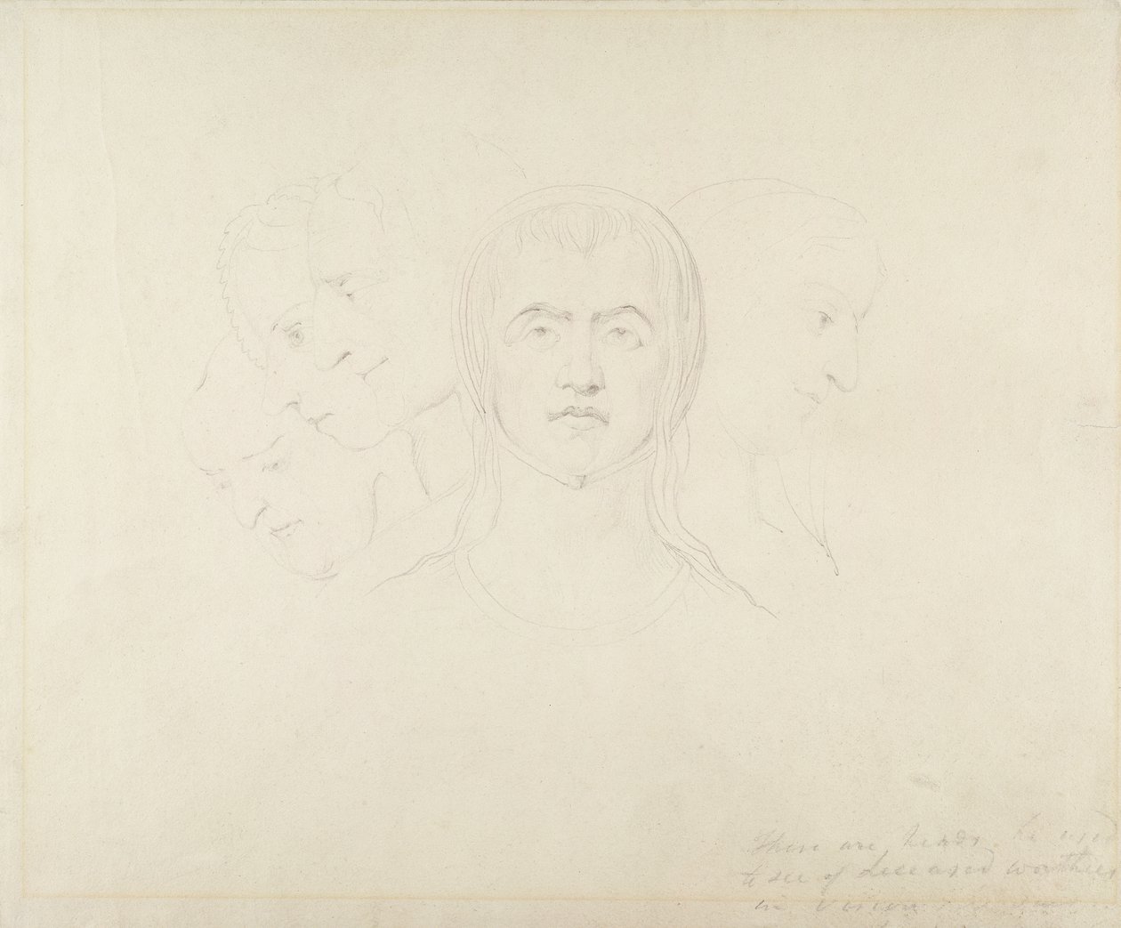 Vijf visionaire hoofden van vrouwen, ca. 1820 door William Blake