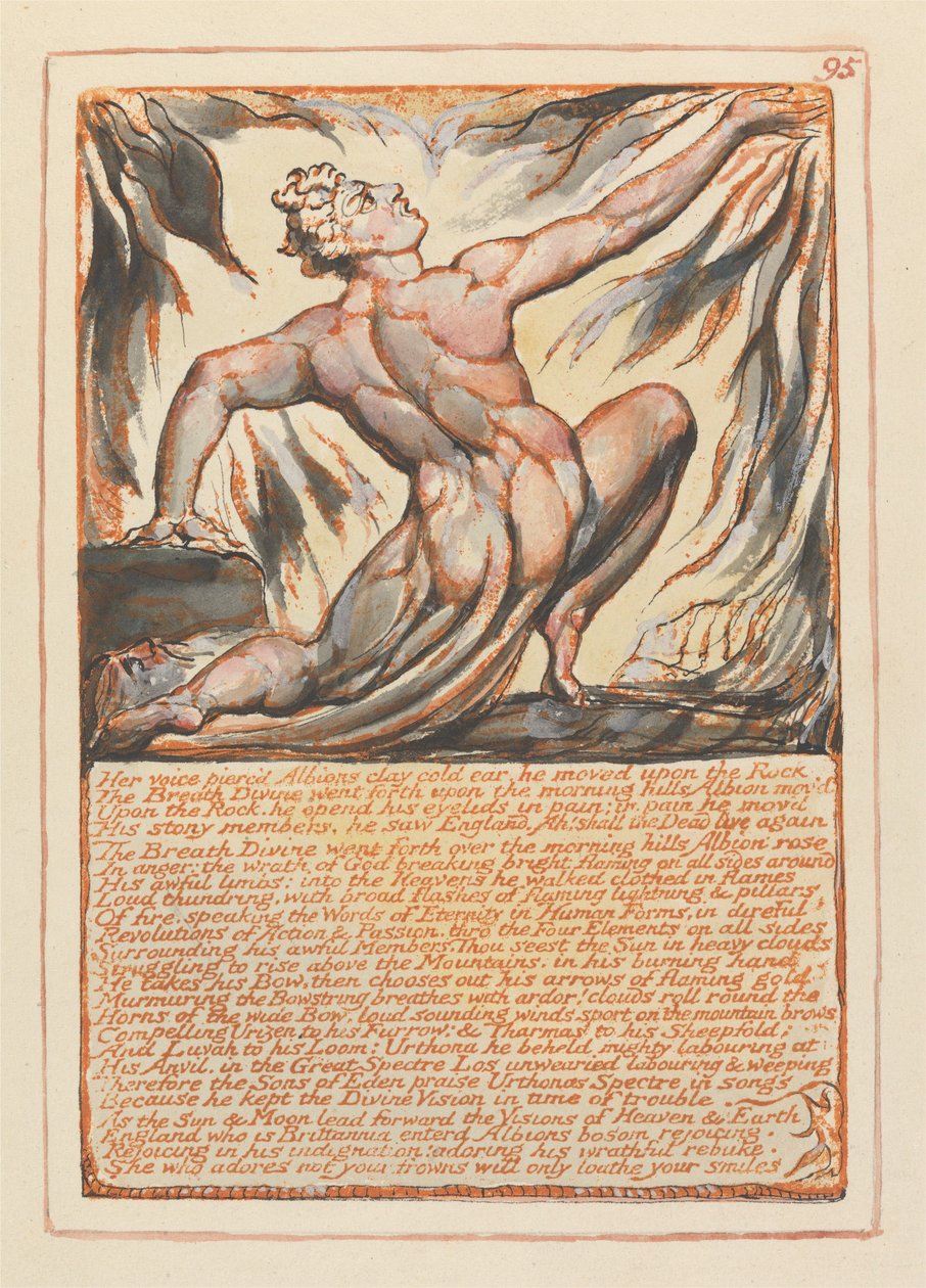 „Haar stem doorboorde Albions koude, kleien oor...” (Plaat 95) door William Blake