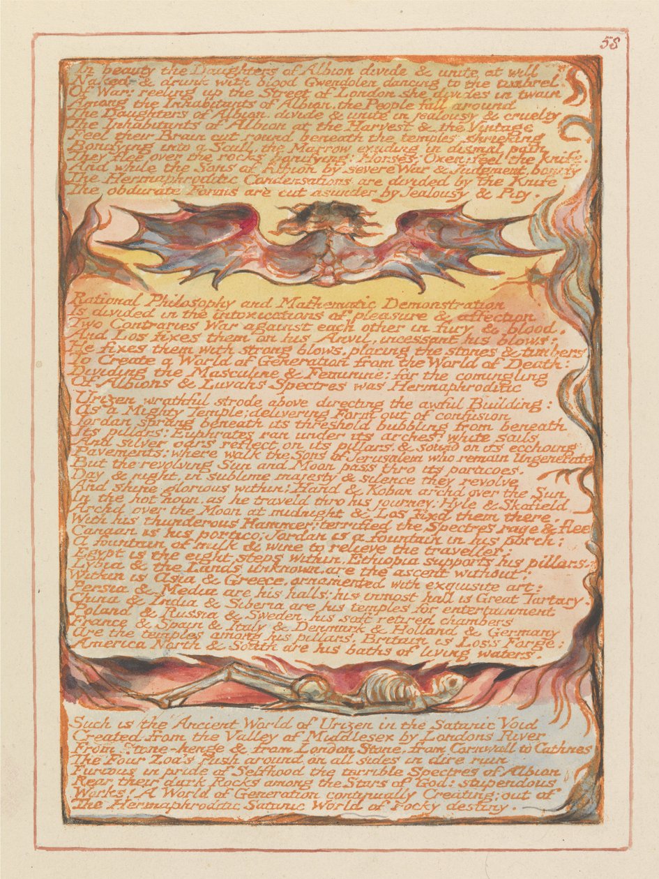 "In Schönheit teilen sich die Töchter von Albion..." (Platte 58) door William Blake