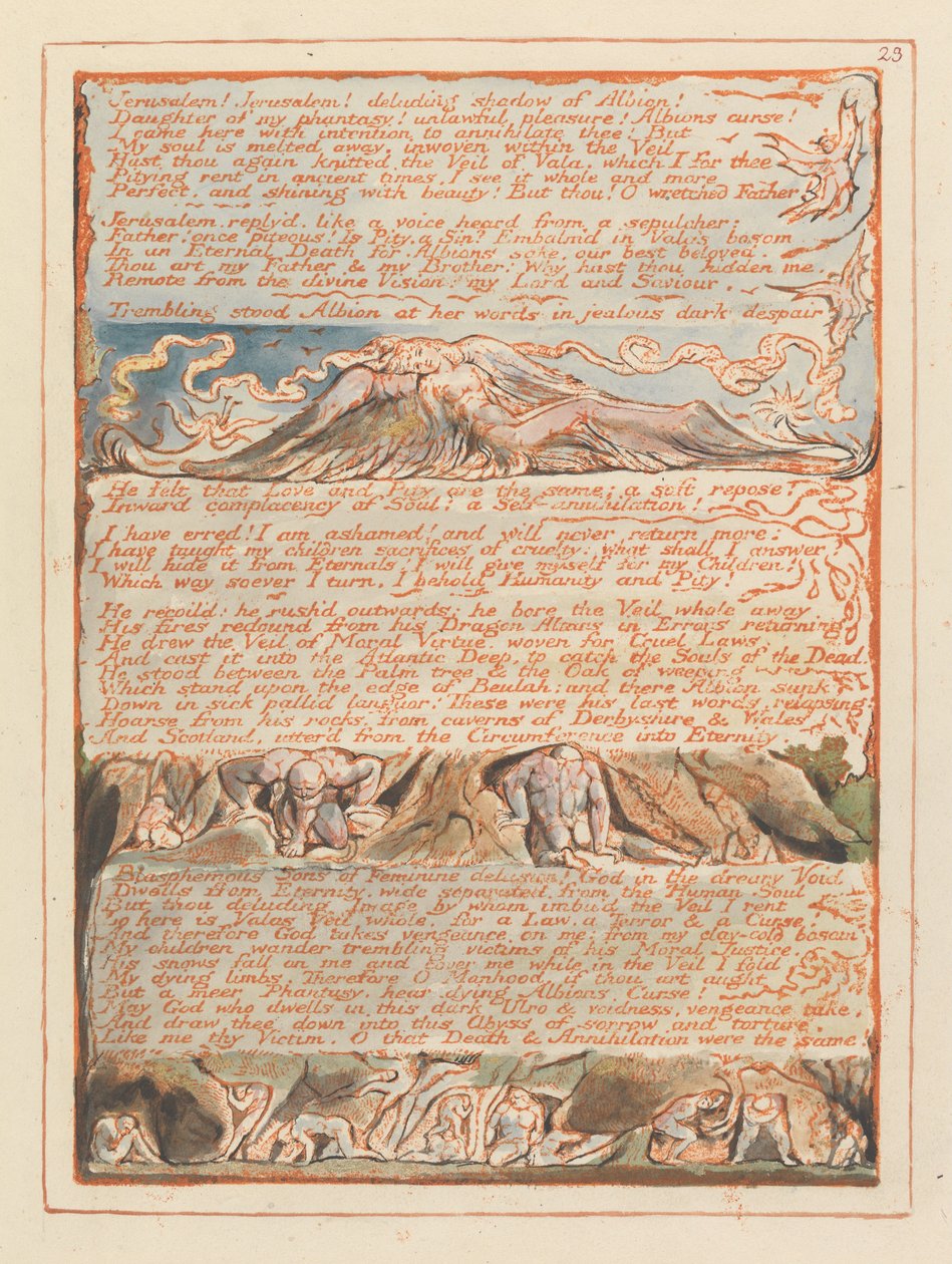 Jeruzalem, Plaat 23, Jeruzalem! Jeruzalem!.... door William Blake