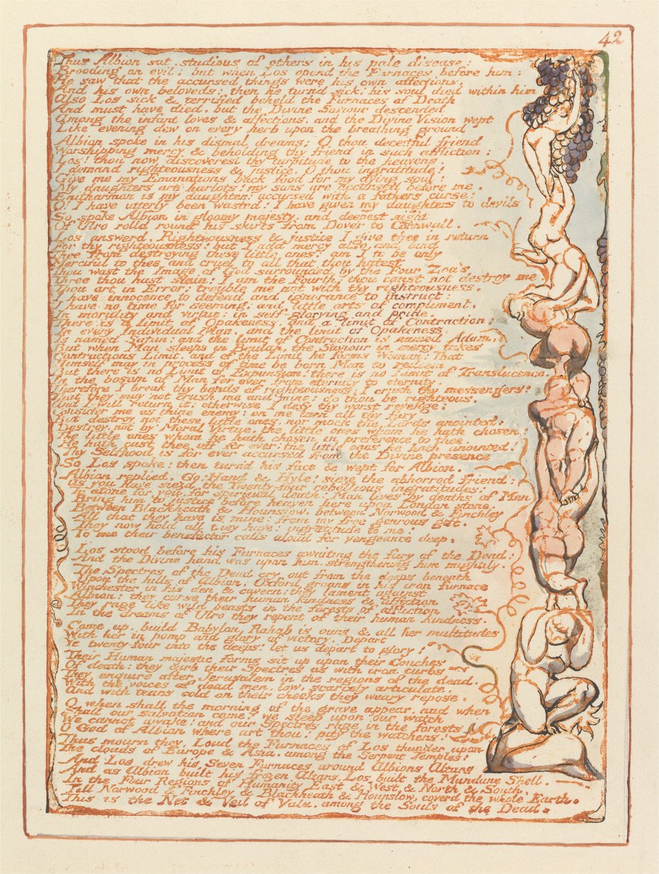 Jeruzalem, Plaat 42, Zo zat Albion.... door William Blake