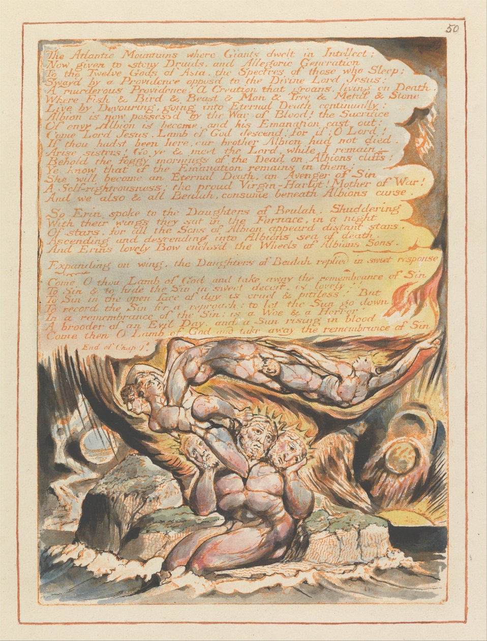 Jeruzalem, Plaat 50, De Atlantische Bergen... door William Blake