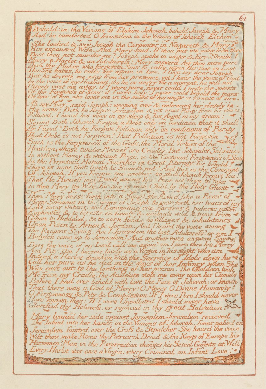 Jeruzalem, Plaat 61, Zie- in de Visioenen van Elohim Jehovah.... door William Blake