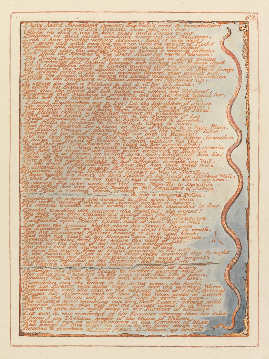 Jeruzalem, Plaat 82, Ik heb de kreten van Jeruzalem gehoord... door William Blake
