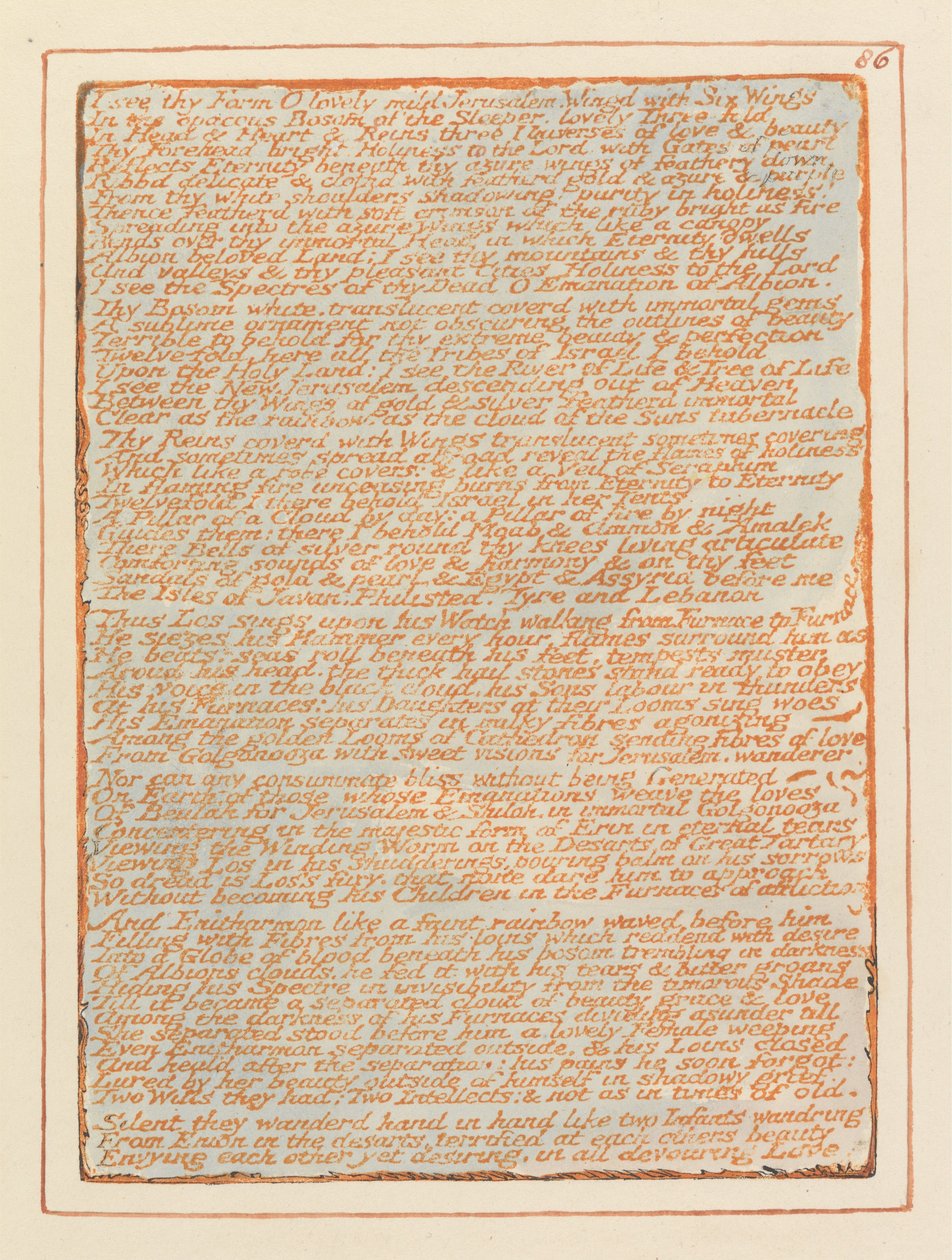 Jeruzalem, Plaat 86, Ik Zie Jouw Vorm.... door William Blake