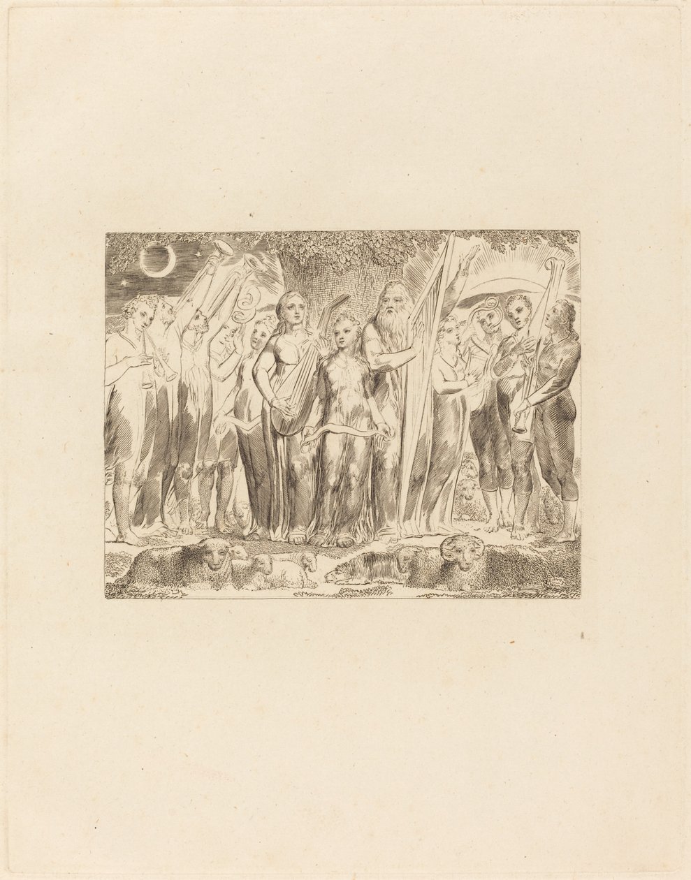 Job en Zijn Familie Hersteld in Welvaart, 1825 door William Blake