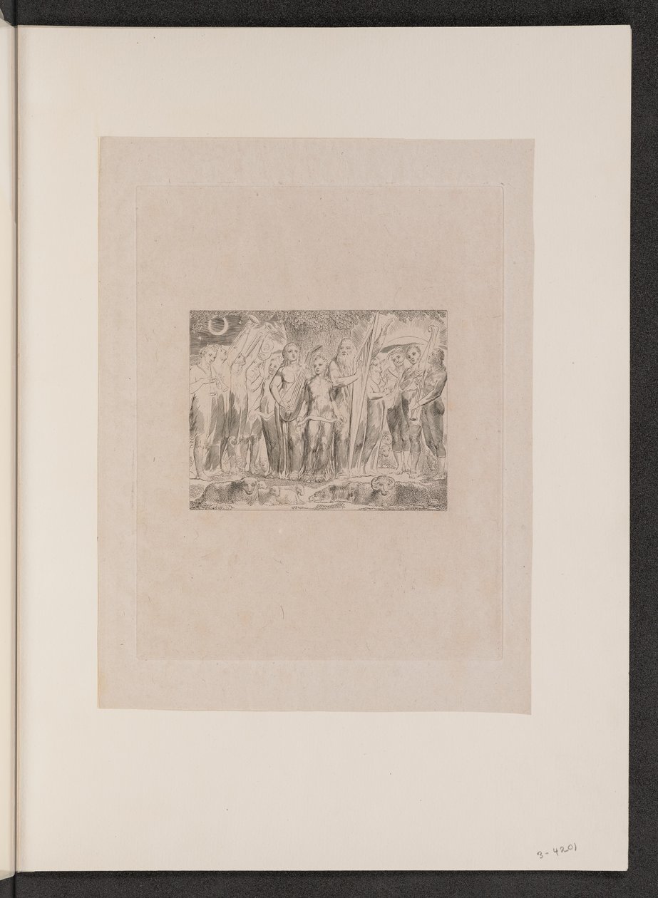 Job en zijn familie hersteld in welvaart, 1825 door William Blake