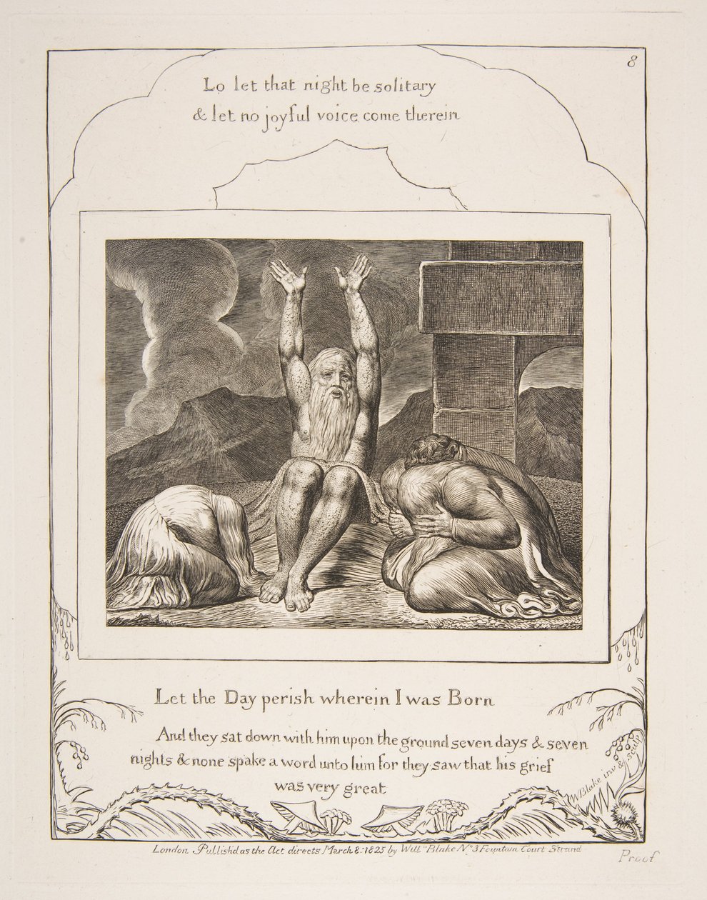 Jobs Wanhoop, uit Illustraties van het Boek Job, 1825-26 door William Blake