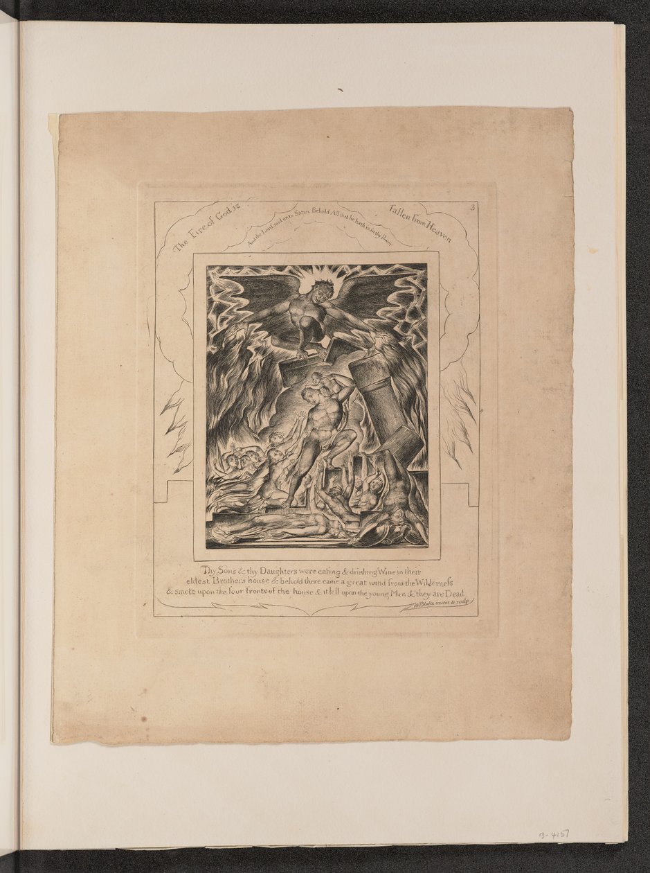 Jobs Zonen en Dochters Overweldigd door Satan door William Blake