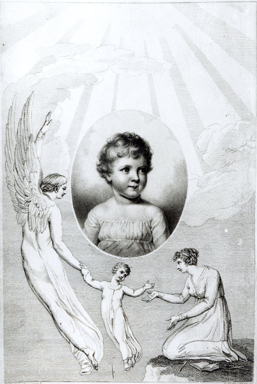 Mary Wollstonecraft Shelley als kind, gegraveerd door Robert Hartley Cromek door William Blake