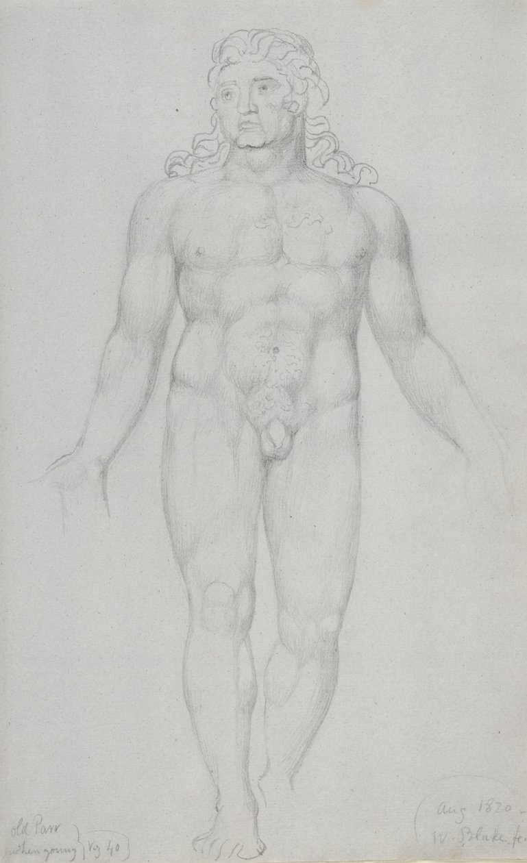 Old Parr toen hij jong was, 1820 door William Blake