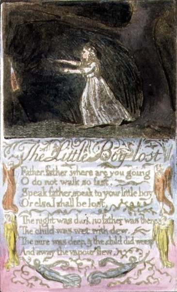 De kleine jongen verloren: plaat 12 uit Songs of Innocence and of Experience (kopie R) c.1802-08 door William Blake