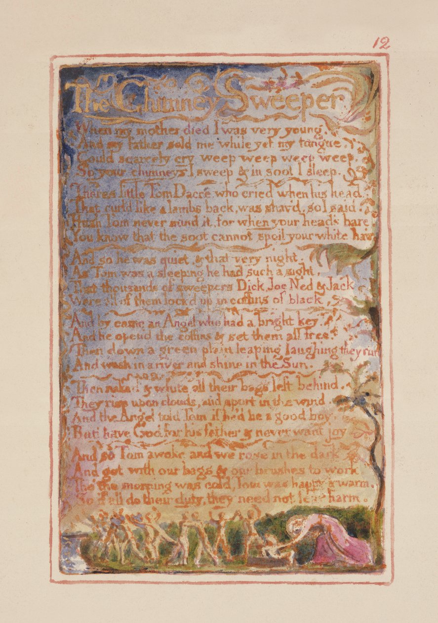 P.125-1950.pt12 De Schoorsteenveger: plaat 12 uit Songs of Innocence and of Experience (kopie AA) c.1815-26 door William Blake