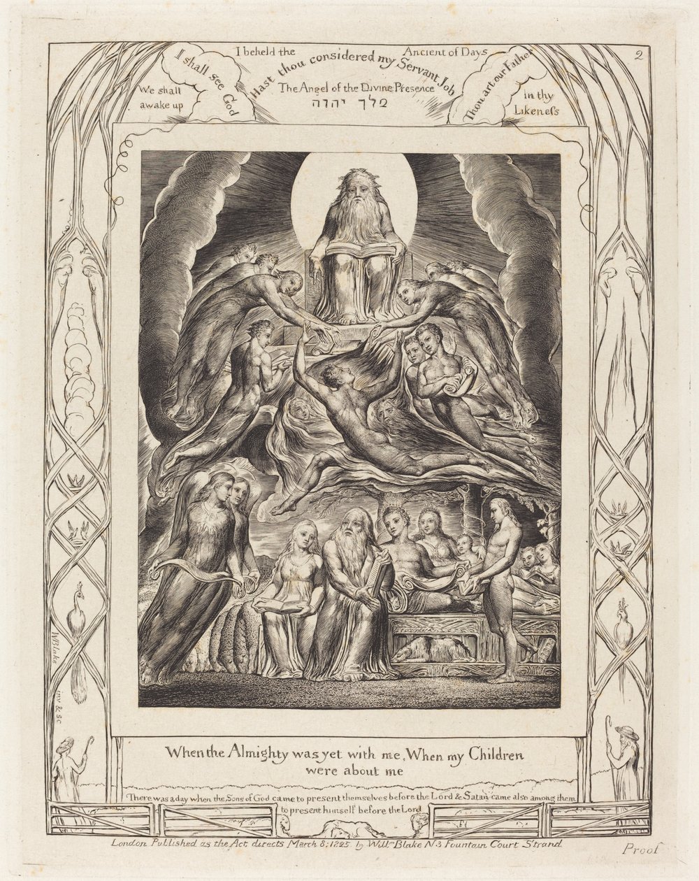 Satan Voor de Troon van God door William Blake