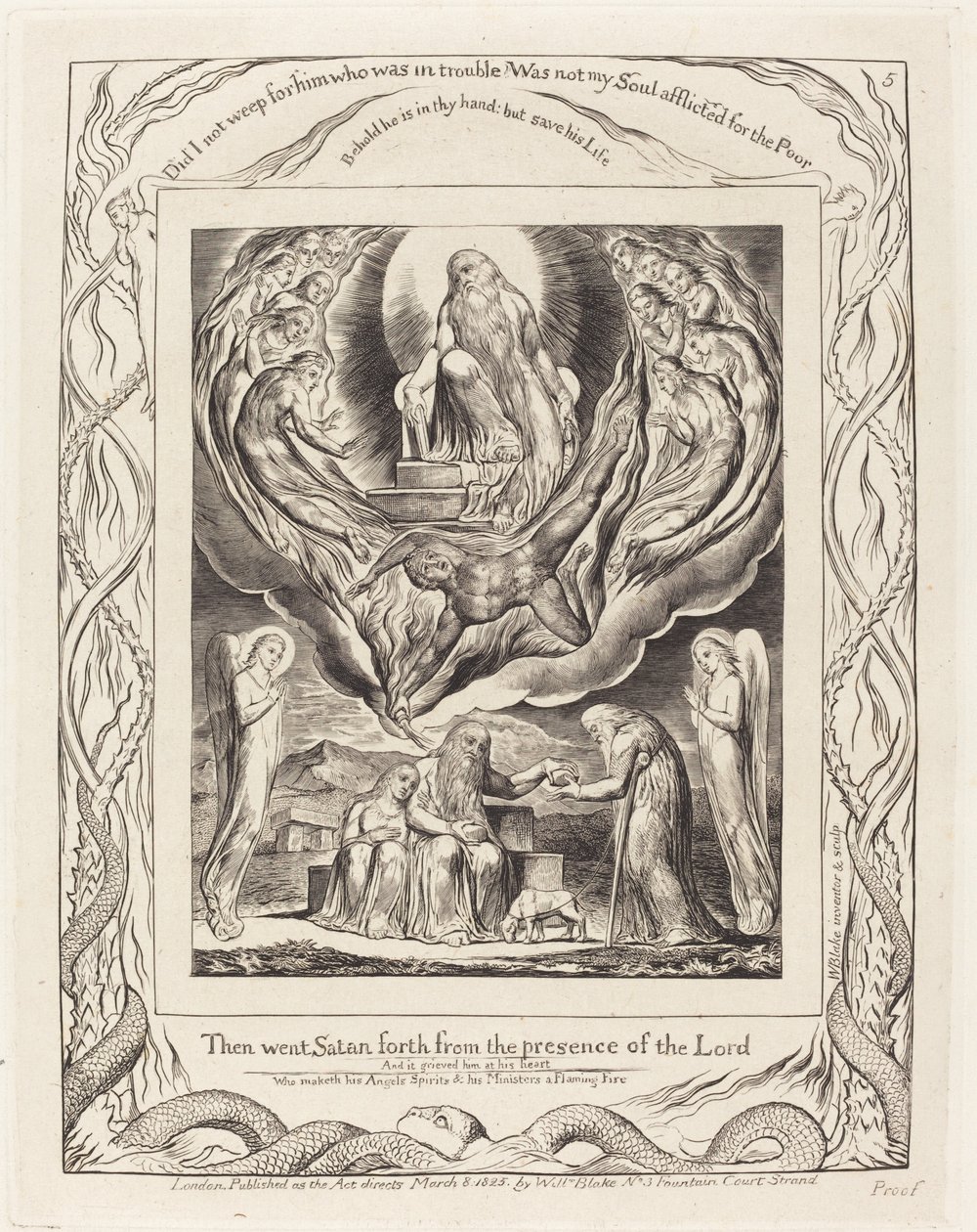 Satan vertrekt uit de aanwezigheid van de Heer, 1825 door William Blake
