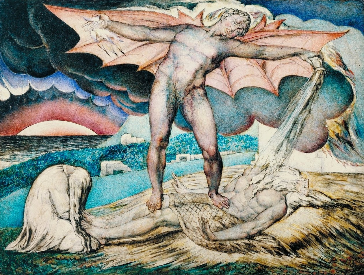 Satan slaat Job met zweren door William Blake