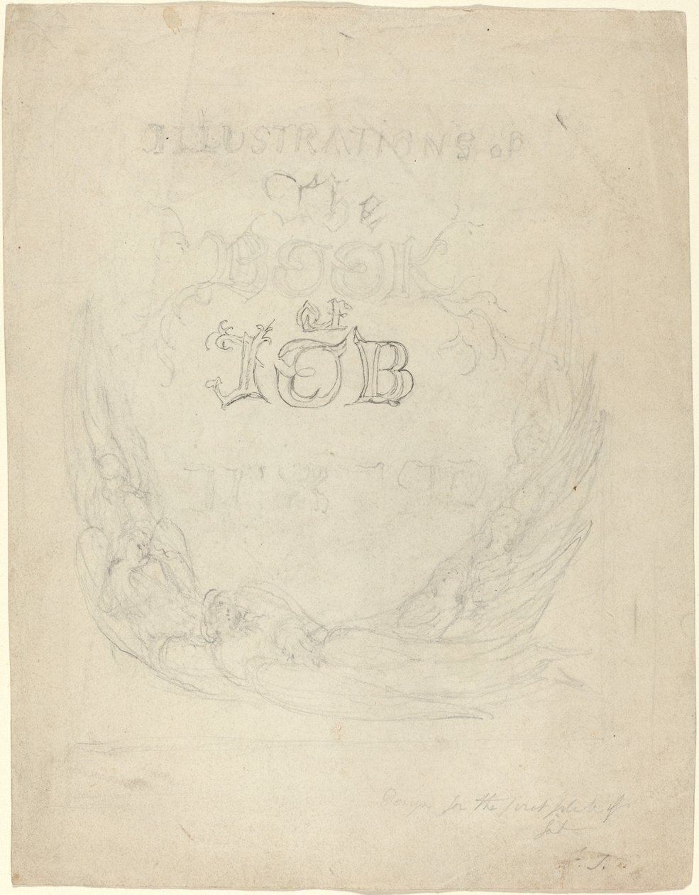 Schets voor de titelpagina van de gegraveerde illustraties bij het Boek van Job door William Blake