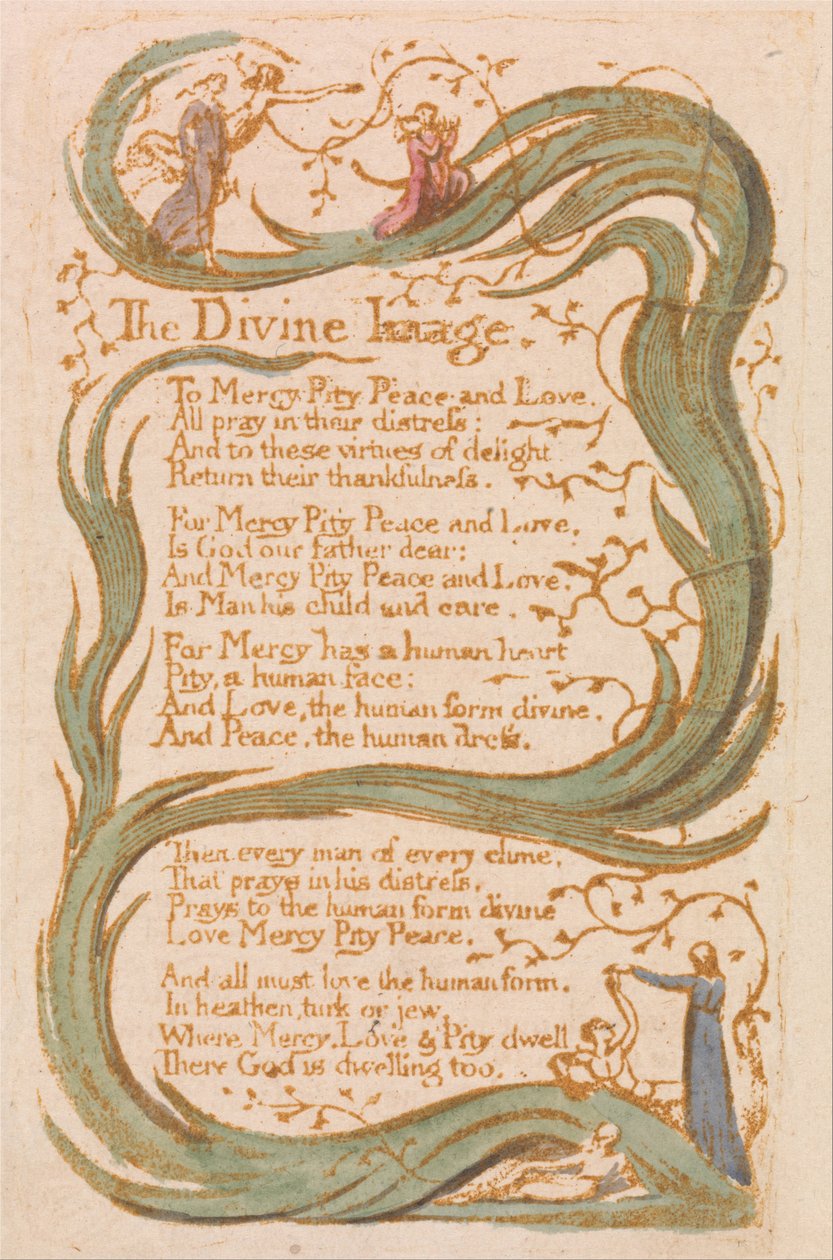 Liederen van Onschuld, Plaat 12, Het Goddelijke Beeld (Bentley 18) door William Blake