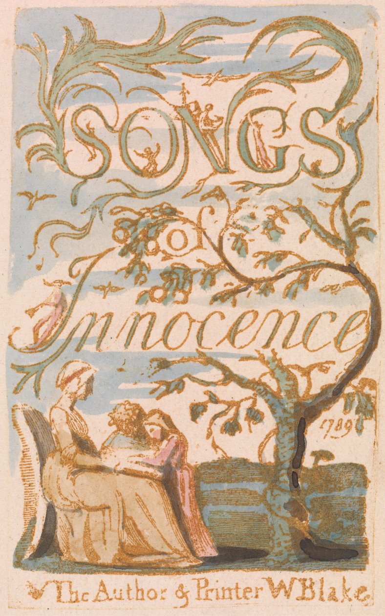 Lieder der Unschuld, Titelseite (Platte 2) door William Blake