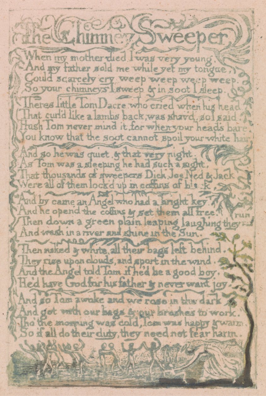 Songs of Innocence and of Experience, Plaat 10, "The Chimney Sweeper" (Bentley 12) door William Blake