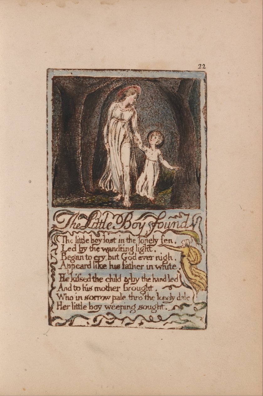 Liederen van Onschuld en Ervaring, Plaat 22, De kleine jongen gevonden (Bentley 14) door William Blake
