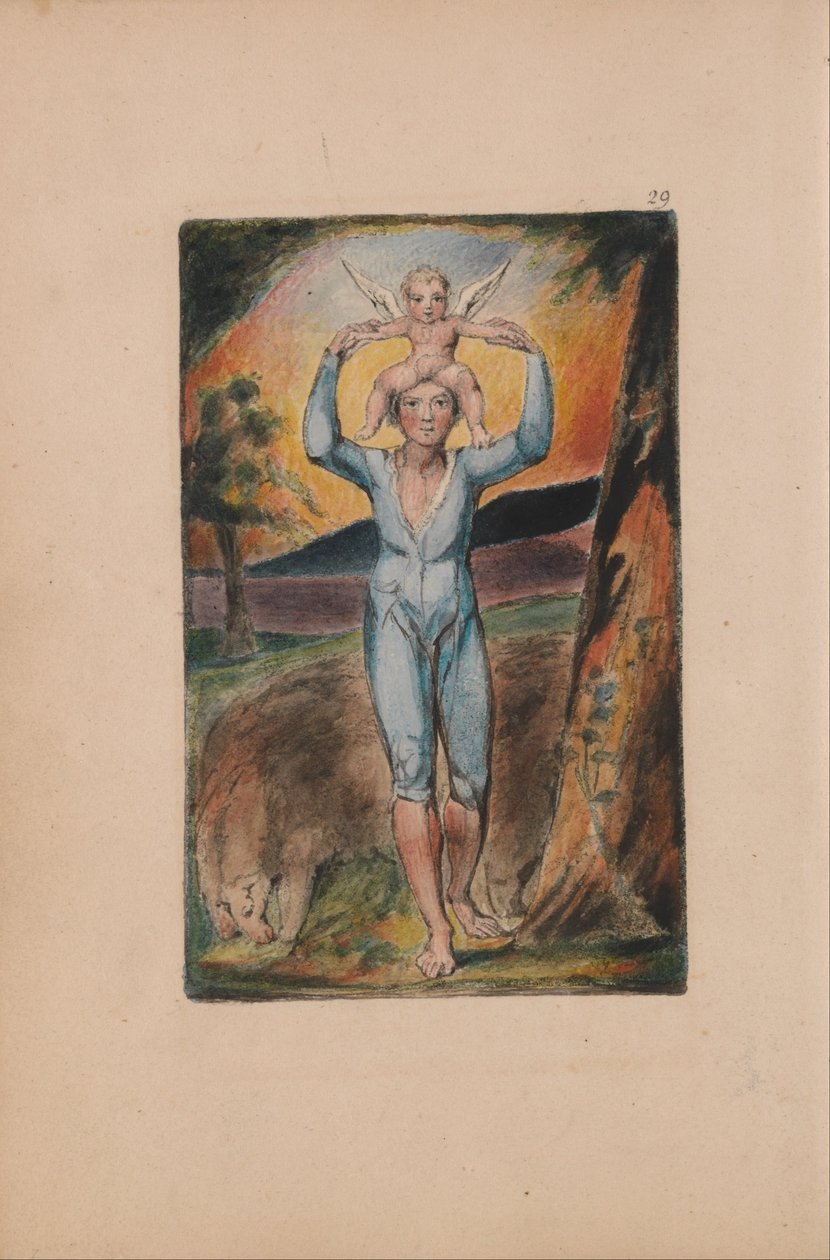 Liederen van Onschuld en Ervaring, Plaat 29, Ervaring Frontispice (Bentley 28) door William Blake