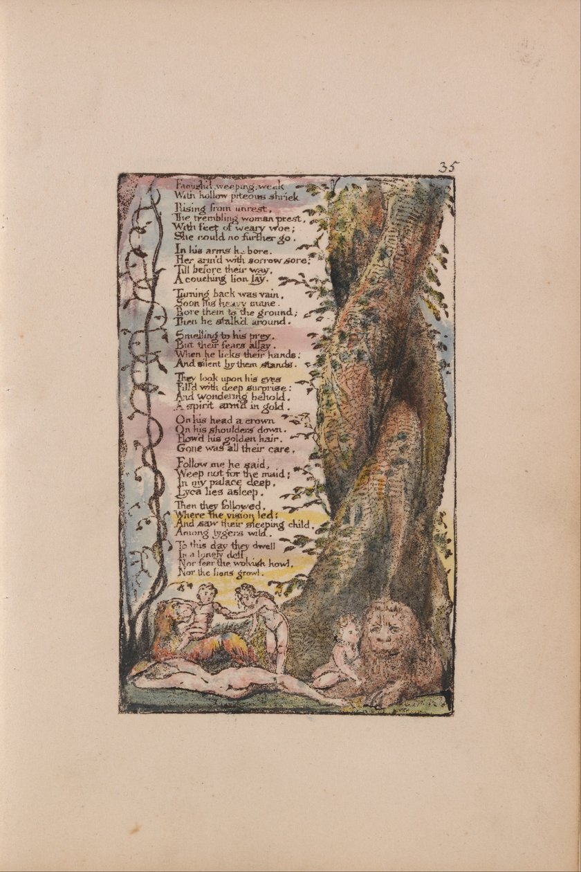 Liederen van Onschuld en Ervaring, Plaat 35, Het kleine meisje gevonden (Bentley 36) door William Blake