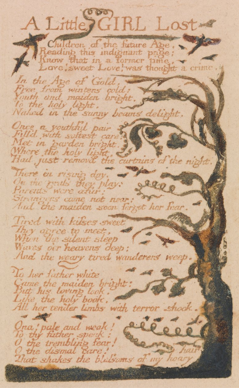 Songs of Innocence and of Experience, Plaat 44, "A Little Girl Lost" (Bentley 51) door William Blake