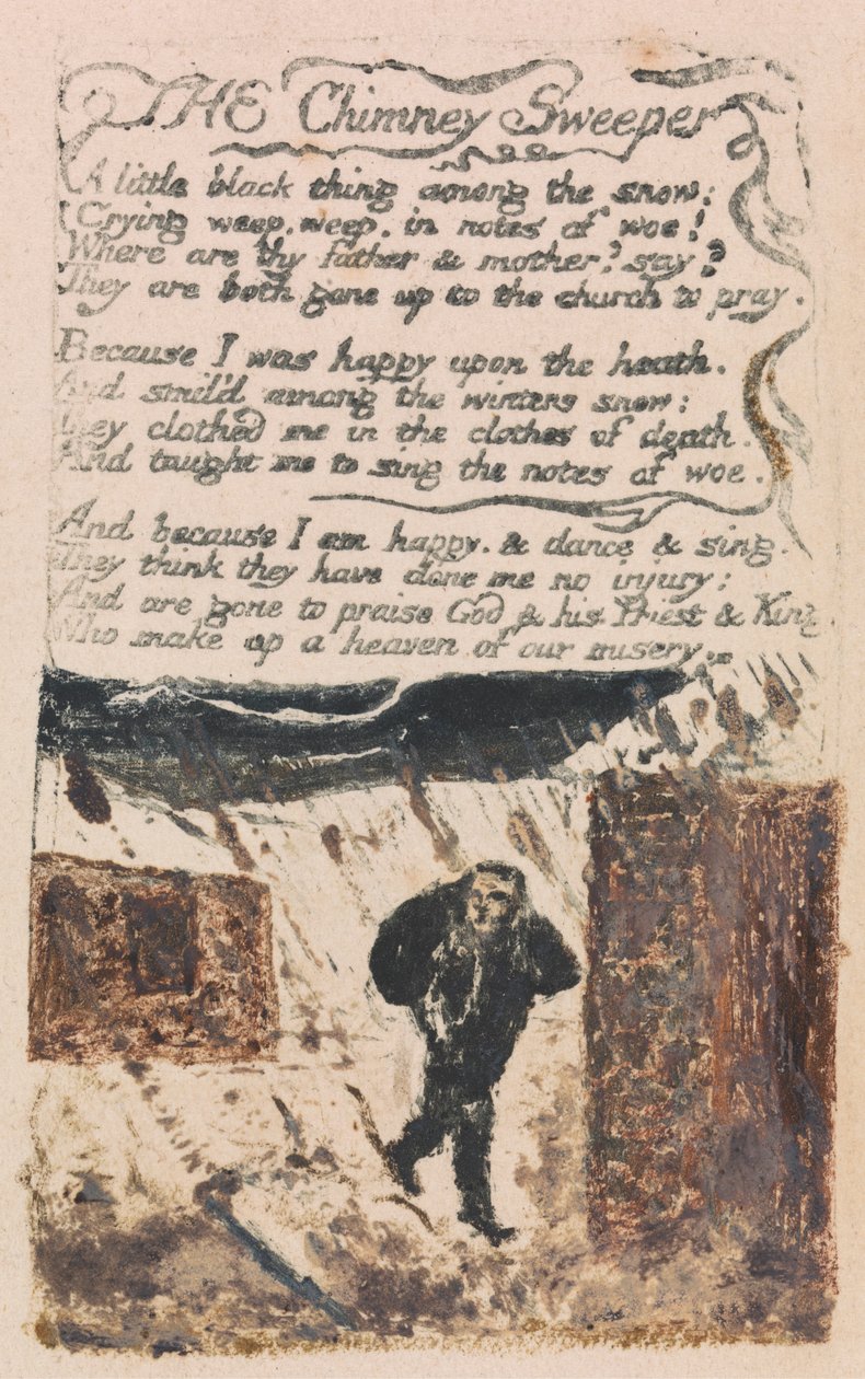 Songs of Innocence and of Experience, Plaat 45, "De schoorsteenveger" (Bentley 37) door William Blake