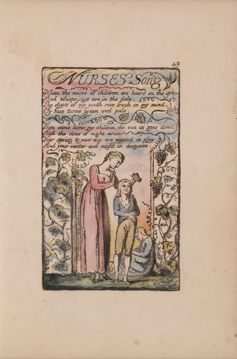 Songs of Innocence and of Experience, Plaat 49, Nurses Song (Bentley 38) door William Blake