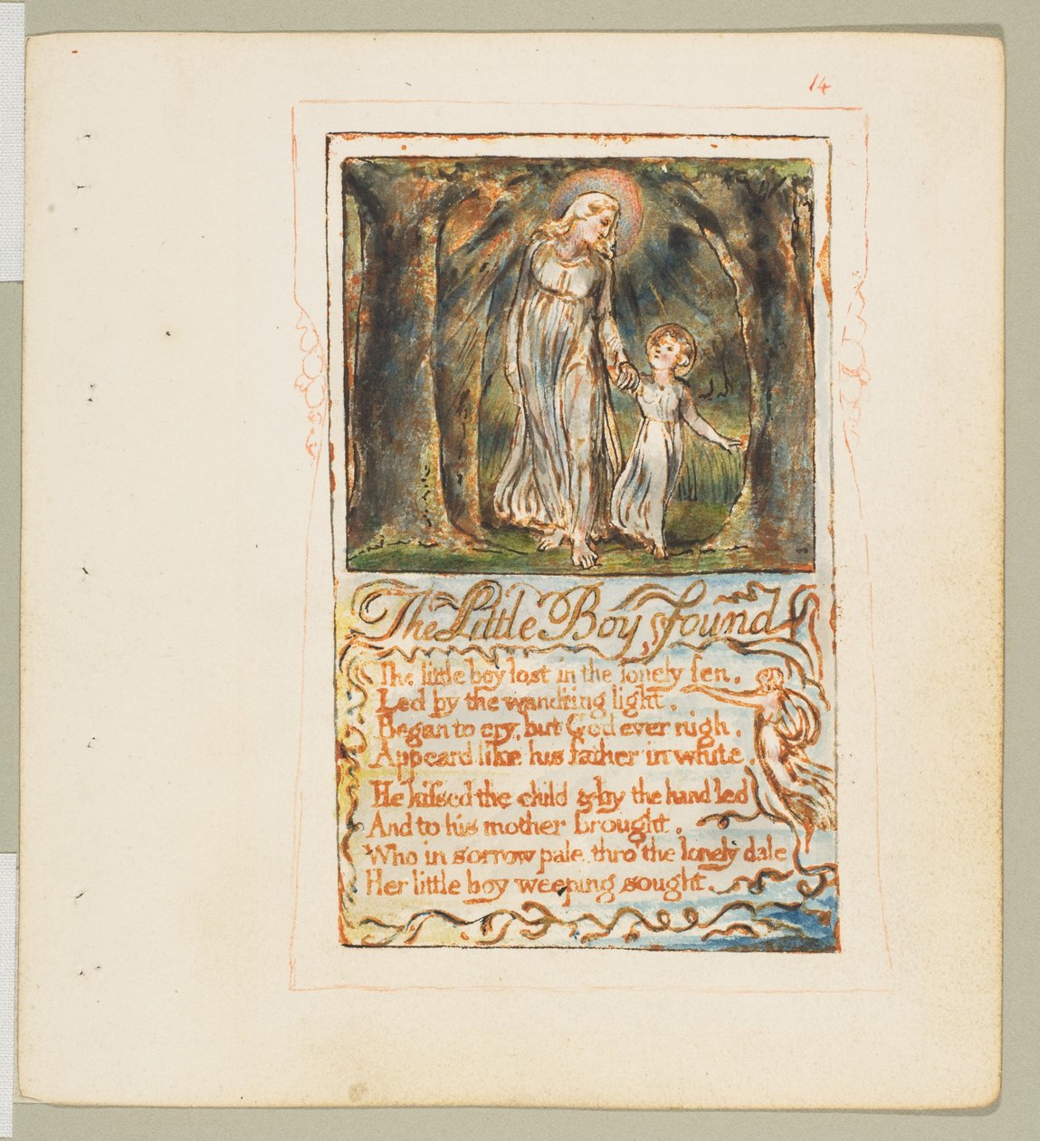 Songs of Innocence and of Experience: The Little Boy Found, ca. 1825 door William Blake