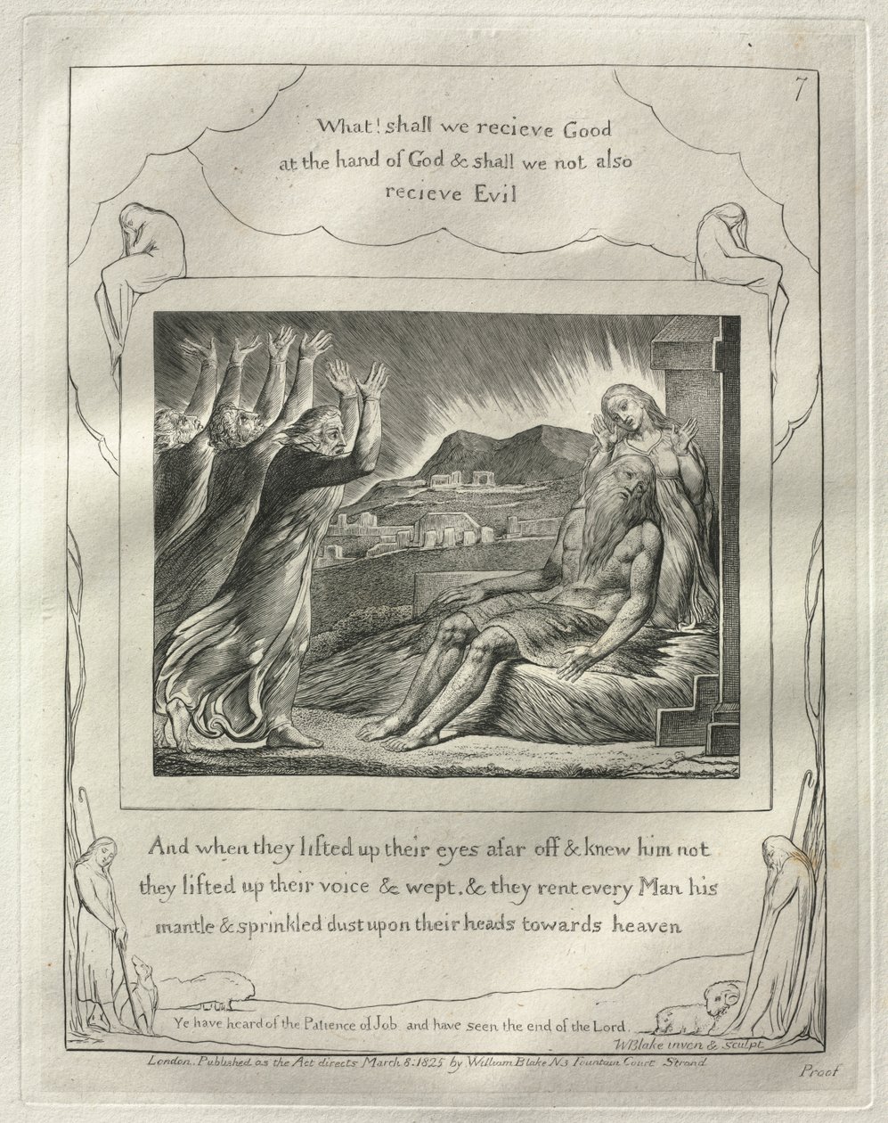 Het Boek van Job: Nr. 7, En Toen ze hun ogen van verre ophieven en hem niet herkenden, verhieven ze hun stemmen en weenden door William Blake