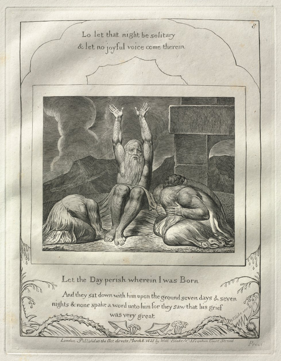 Het boek Job: Nr. 8, Laat de dag vergaan waarop ik geboren ben, 1825 door William Blake