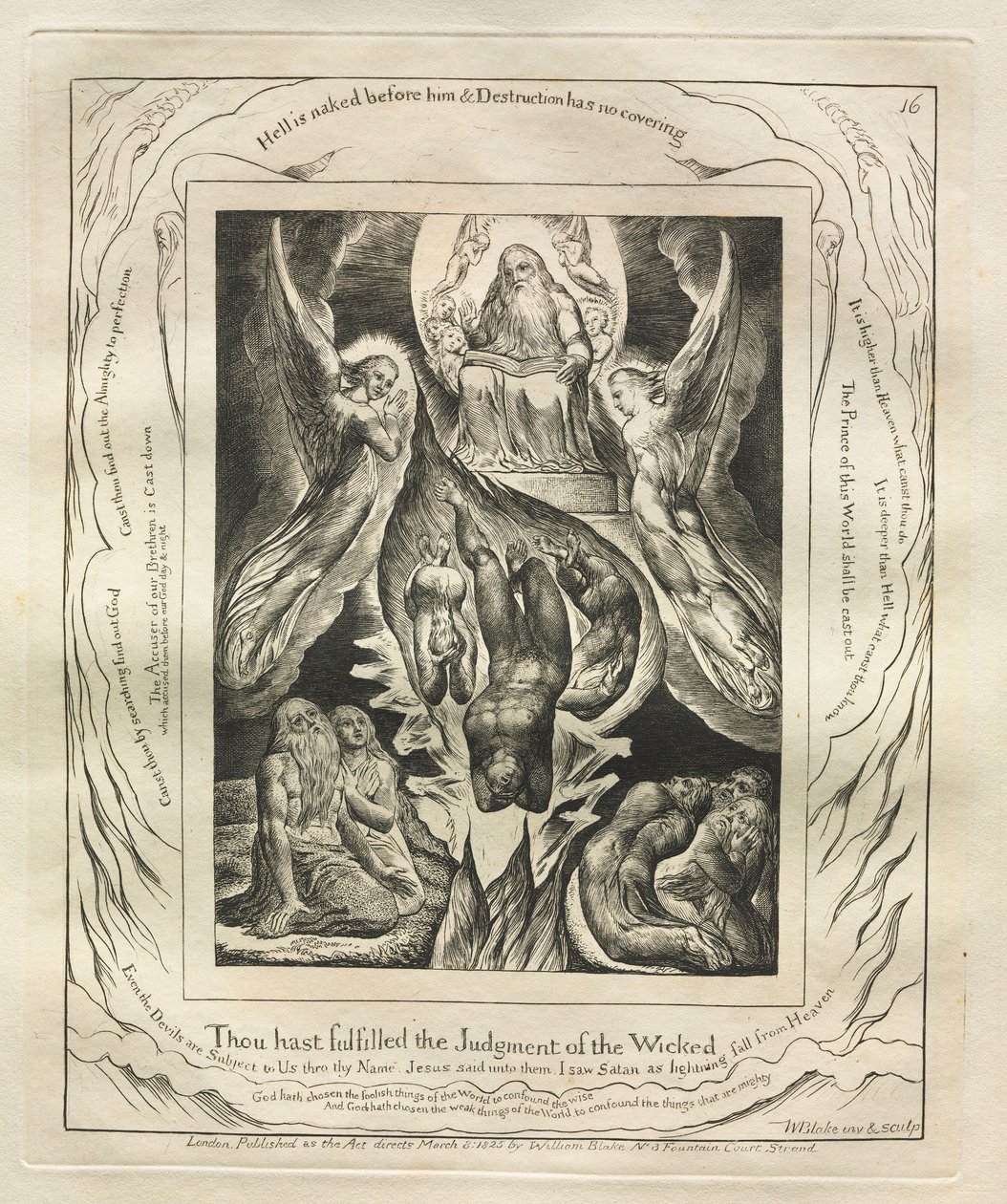Het Boek van Job: Pl. 16, Jij hebt het oordeel van de goddelozen vervuld door William Blake