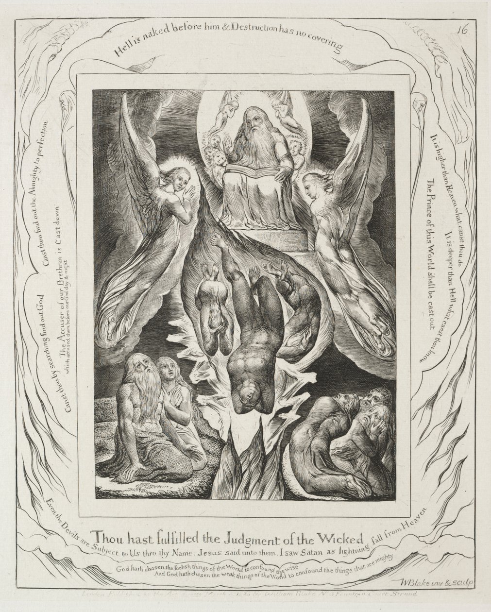 Het Boek van Job: Pl. 16, Gij hebt het oordeel van de goddelozen vervuld door William Blake