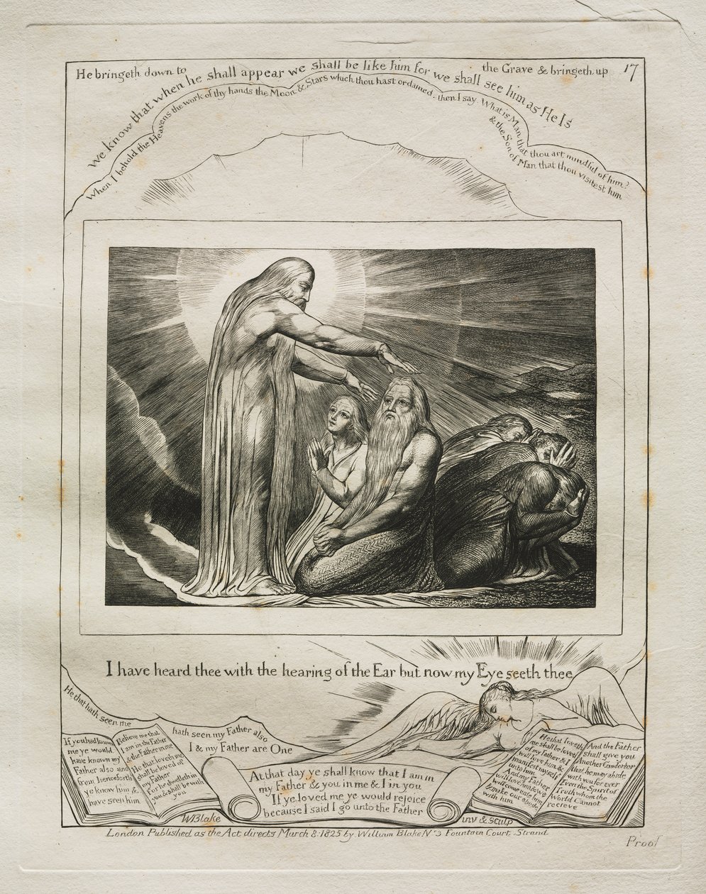 Het Boek Job: Pl. 17, Ik heb je gehoord met het gehoor van het Oor maar nu ziet mijn Oog je door William Blake