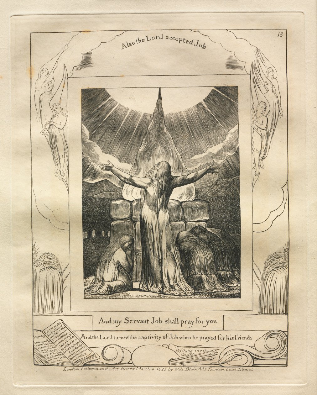 Het boek Job: Pl. 18, En mijn dienaar Job zal voor u bidden, 1825 door William Blake