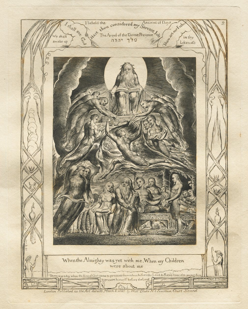 Het Boek van Job: Pl. 2, Toen de Almachtige nog bij mij was, Toen mijn kinderen om mij heen waren door William Blake