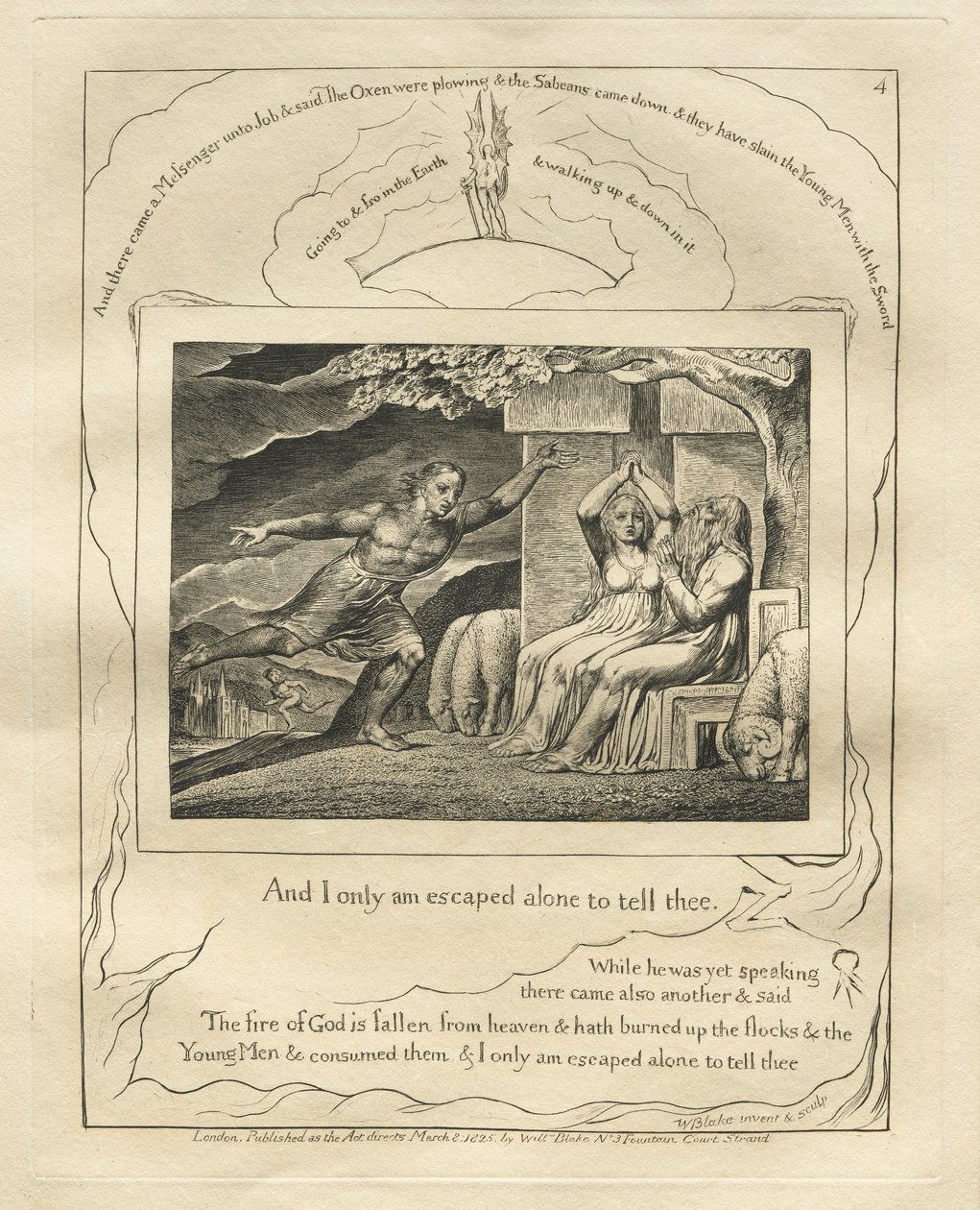 Het Boek van Job: Pl. 4, En ik ben alleen ontsnapt om het u te vertellen door William Blake