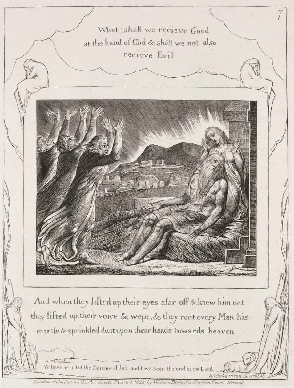 Het Boek van Job: Pl. 7, En toen ze hun ogen opsloegen door William Blake