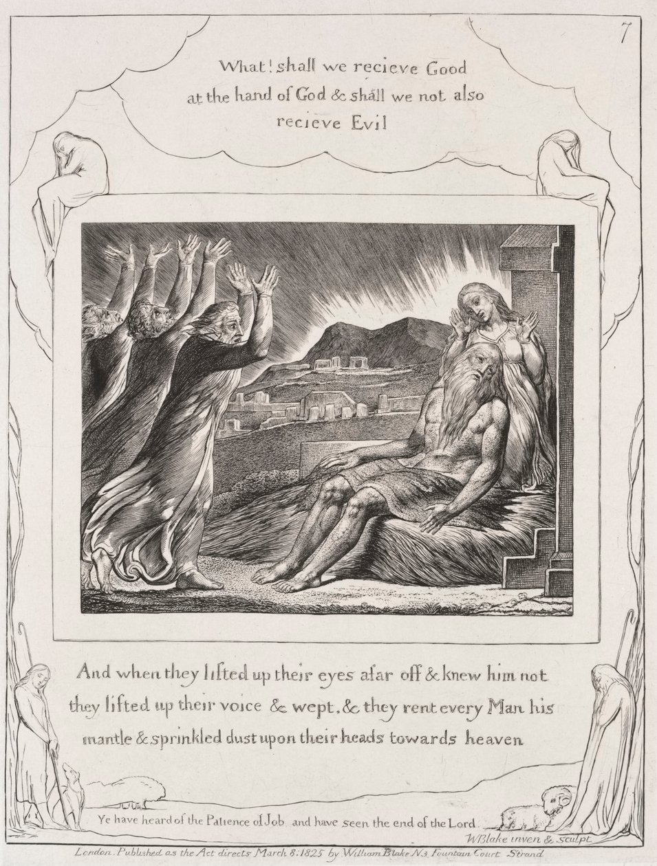 Het Boek van Job: Pl. 7, En toen ze hun ogen opsloegen door William Blake