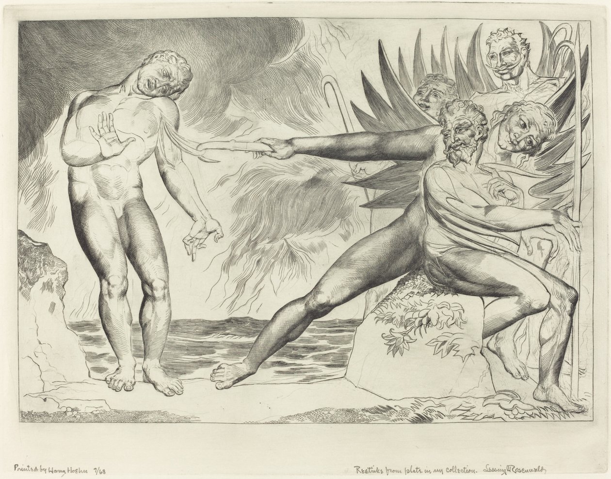 De Cirkel van de Corrupte Ambtenaren; de Duivels die Ciampolo Martelen door William Blake