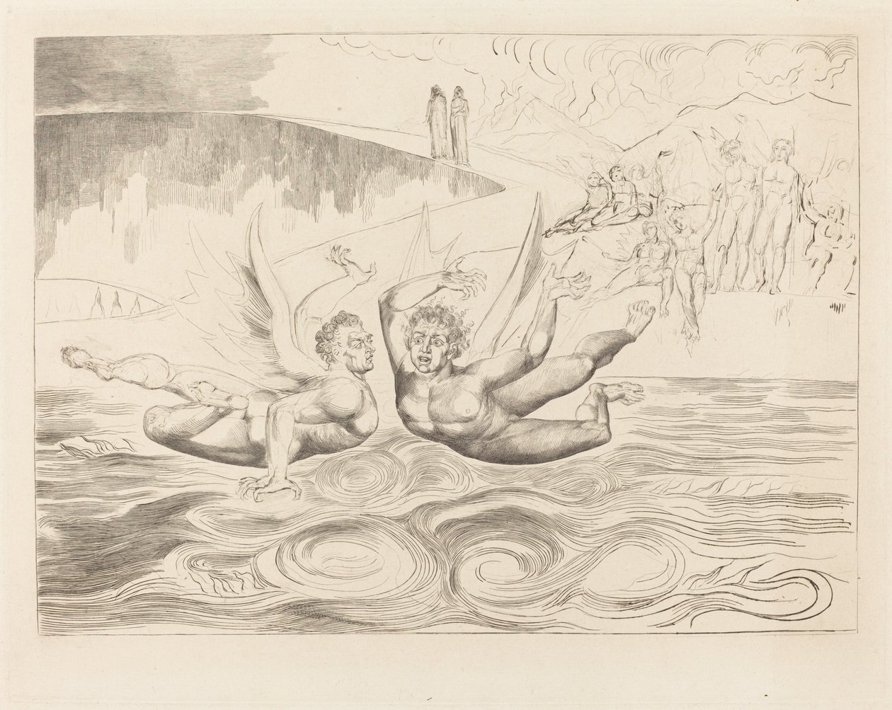 De Cirkel van de Corrupte Ambtenaren; de Duivels die Elkaar Aanvallen door William Blake